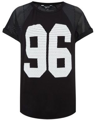 New Look Teens Black 68 Airtex Baseball T-Shirt