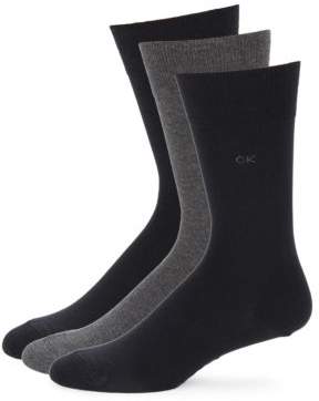 Calvin Klein 3-Pair Combed Flat Knit Socks