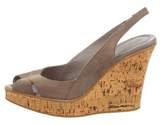 Thumbnail for your product : Santoni Suede Slingback Wedge Pumps