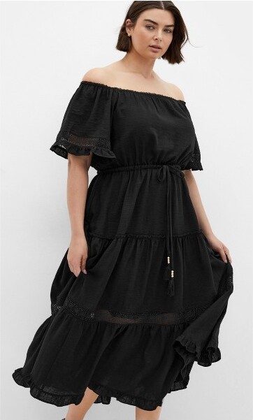 City Chic CITYCHIC|Women'sPlusSizeAngelMidiDress-black-20W