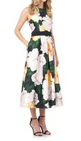Thumbnail for your product : Kay Unger Floral Print Mikado Midi Cocktail Dress