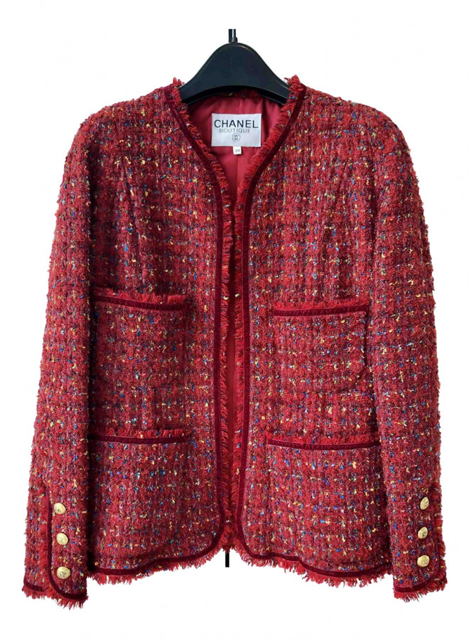 Chanel Red Tweed Jackets