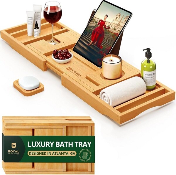 Royal Craft Wood RoyalCraftWoodFoldableBathtubCaddyTray,Natural