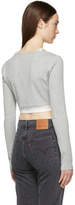 Thumbnail for your product : Alexander Wang T by Grey and Off-White Layered Mixed Media Crop T-Shirt