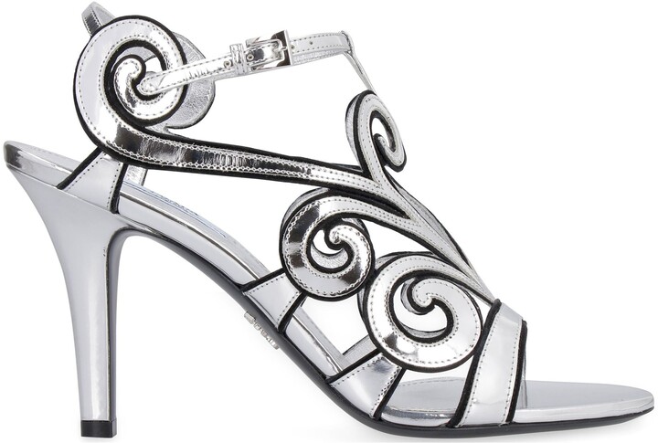 silver prada heels