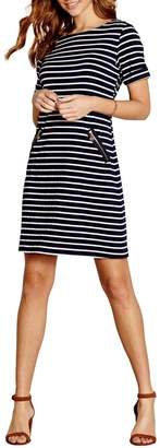 Yumi Stripe Zip Pocket Shift Dress