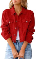 Thumbnail for your product : HHEE Womens Denim Jackets Point Collar Cropped Cutoff Jean Jacket Dark Blue