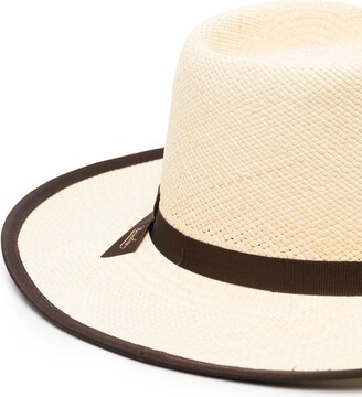 Borsalino Ribbon-Detail Straw Fedora Hat