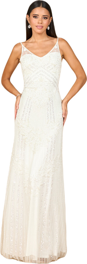 LARA New York Beaded Gown with Cowl Back