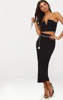 Thumbnail for your product : PrettyLittleThing Black Crepe V Bar Bandeau Crop Top