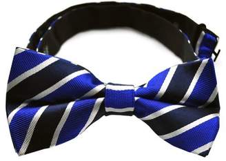 Pense'e PenSee 100% Silk Mens Bow Tie Navy & Blue & Grey Stripe Bow Ties