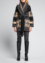 Thumbnail for your product : Alanui Jacquard Fringe Belted Cardigan Sweater