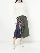 Thumbnail for your product : Le Ciel Bleu asymmetric pattern mix skirt