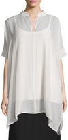 Thumbnail for your product : Eileen Fisher Short-Sleeve Sheer Boxy Tunic