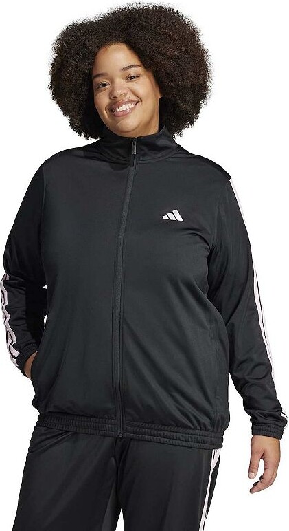 adidas Plus Size Tricot 3-Stripes Sportswear Zip-Front Track Jacket