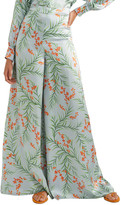 Thumbnail for your product : Seren London Joni Embroidered Velvet Wide-leg Pants