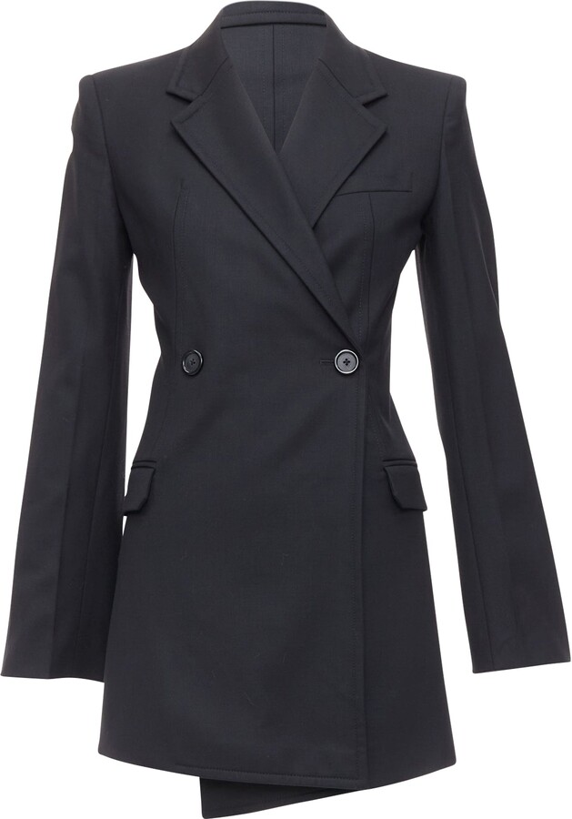Virgin Wool Blend Twill Flare Long Blazer