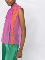 Thumbnail for your product : Alberta Ferretti Lace-Panelled Sleeveless Blouse