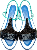 Thumbnail for your product : Kenzo Black & Turquoise Tao Flat Sandals
