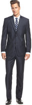 Thumbnail for your product : Andrew Marc Navy Pindot Peak Lapel Trim-Fit Suit
