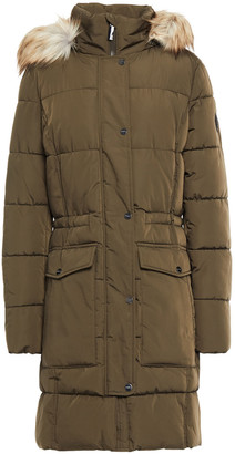 DKNY Faux Fur-trimmed Quilted Shell Hooded Coat