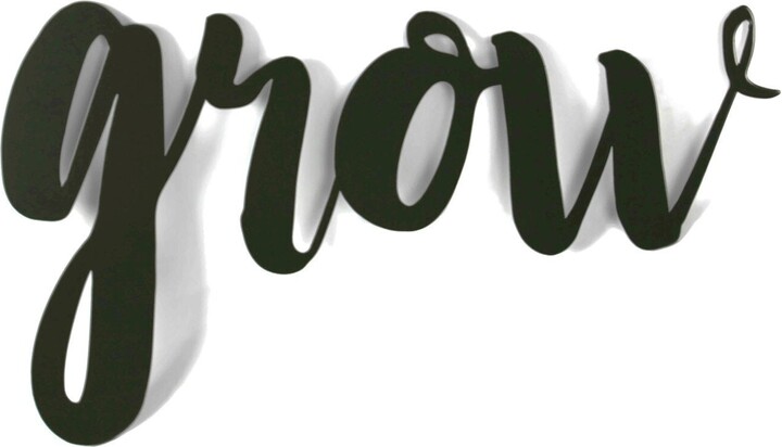 Grow Metal Script Word Sign 10.75 To 15.25 Inches Wide