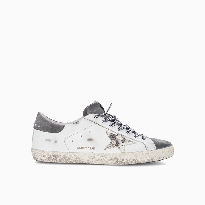 Golden Goose Superstar Sneaker With Snake-print Star And Grey