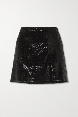 Reformation + Net Sustain Quinn Sequined Tulle Mini Skirt - Black