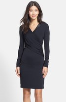 Thumbnail for your product : Nicole Miller 'Thea' Leather Trim Gathered Body-Con Dress