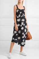 Thumbnail for your product : Vince Asymmetric Floral-print Silk-crepe Midi Dress