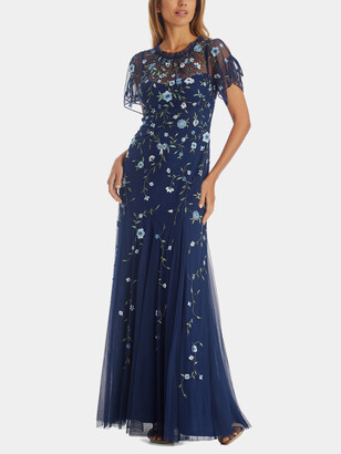 Adrianna Papell Beaded Long Boho Gown