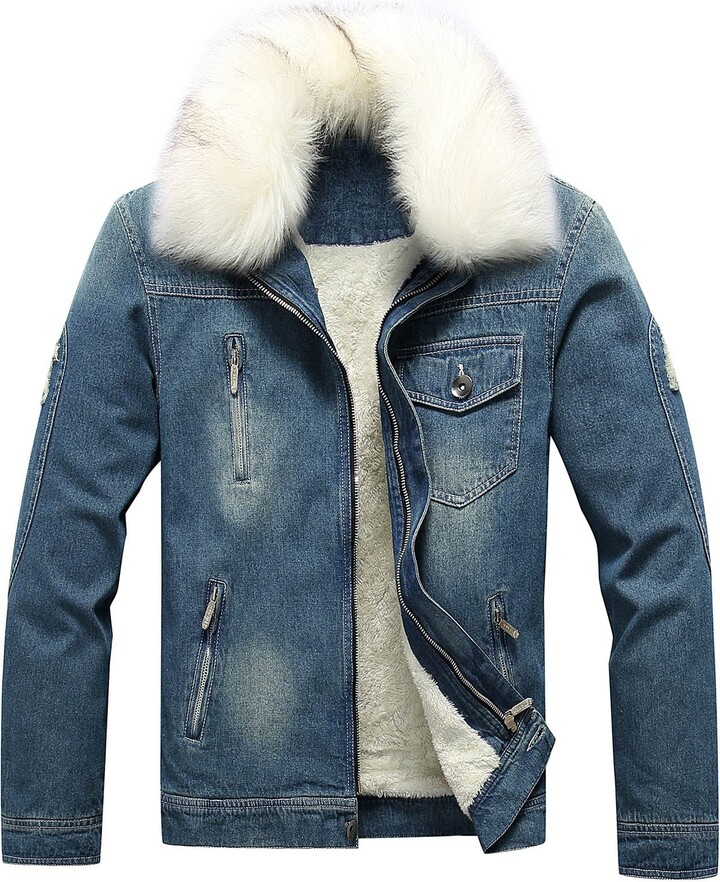 HANXIULIN Fleece Plush Jacket Fluffy Warm Zip Wool Jacket Men's Winter Jacket Double-Sided