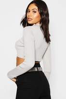 Thumbnail for your product : boohoo Long Sleeve High Neck Knitted Rib Crop Top