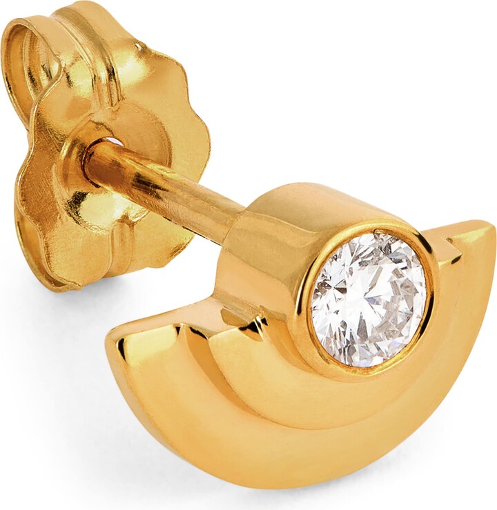 Azlee Yellow Gold and Diamond Staircase Single Stud Earring