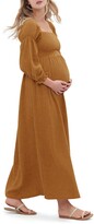 Thumbnail for your product : Ingrid & Isabel Smocked Long Sleeve Maternity Maxi Dress