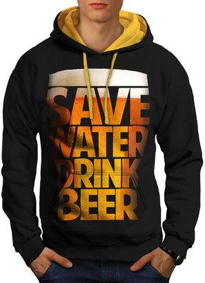 Save Water Drink Men M Contrast Hoodie | Wellcoda