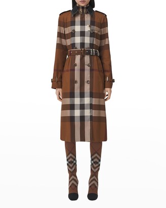 Waterloo Check-Print Double-Breasted Trench Coat