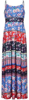 Yumi Curves Patchwork Stripe Jersey Maxi Dress