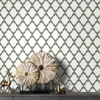 Tile & Top Feathered Lantern Pattern With Trim 12-In X 10-In Glass Mosaic Wall Tile(0.83-Sq. Ft/ Piece)