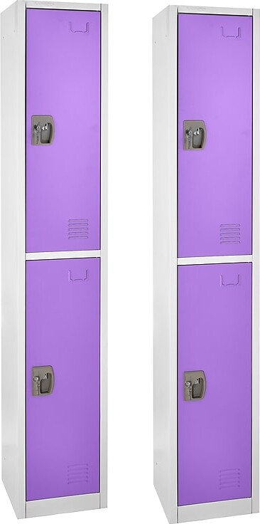 AdirOffice 72'' 2-Tier Purple Storage Locker, 2/Pack (629-202-PUR-2PK)