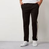 Thumbnail for your product : River Island Mens Black side stripe joggers