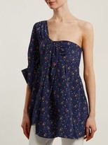Thumbnail for your product : Teija Floral-print One-shoulder Top - Navy Print