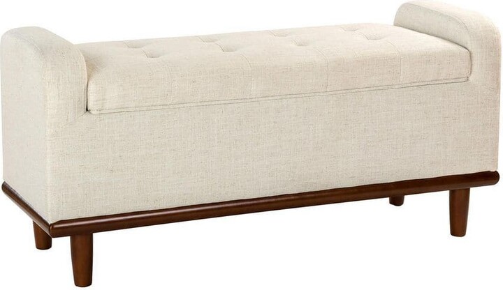 JAYDEN CREATION Christoph Ivory Upholstered Flip Top Storage Bench with Storage Space 46.2 in. W x 16.5 in. D x 21.7 in. H