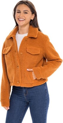 Sebby Women Contemporary Fit Long Sleeve Faux Fur Jacket - Purple Small