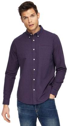 Red Herring Big And Tall Wine Red Checked Long Sleeve Oxford Shirt