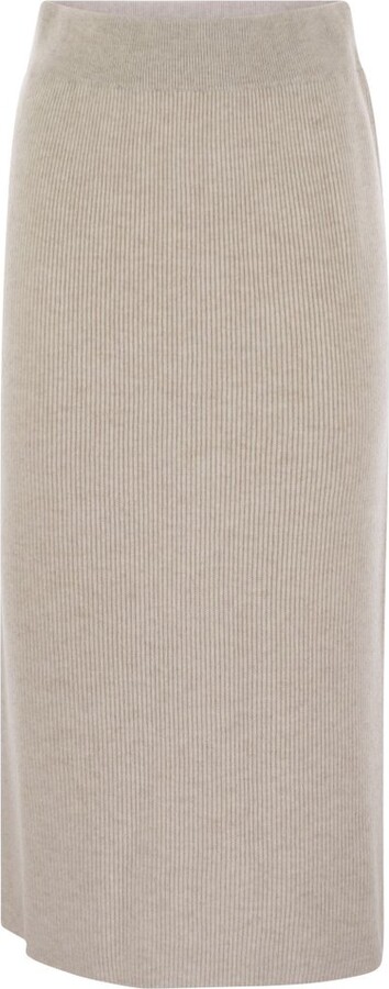 Brunello Cucinelli Straight Hem Knitted Midi Skirt