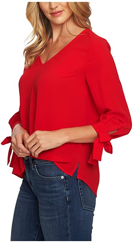 Redbrowm Top For Women Pullover,Deep V Printed Five-Point Sleeve Blouse 