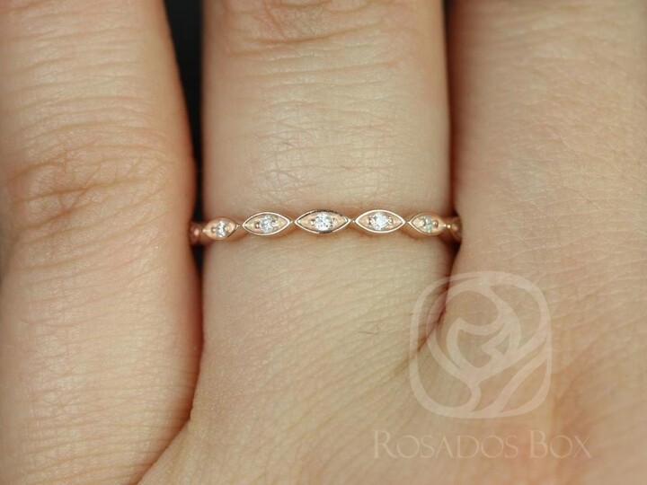 Etsy Ultra Petite Leah 14Kt Without Milgrain Diamond Almost Eternity Ring, Art Deco Stacking Ring, Dainty Ring, Petite Ring, Unique Ring