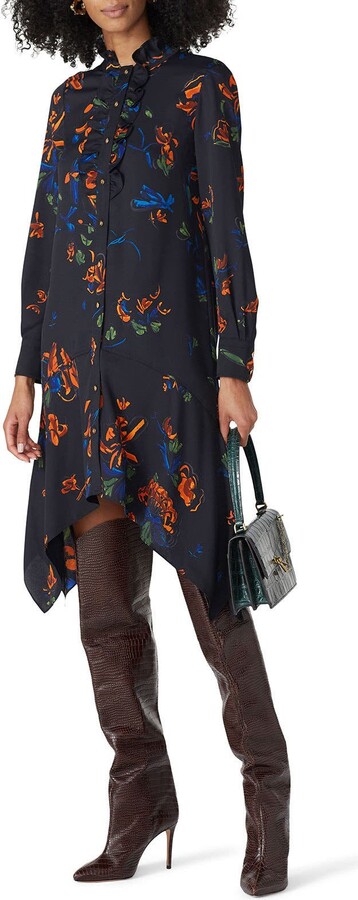 Cora Asymmetrical Dress Blue-print