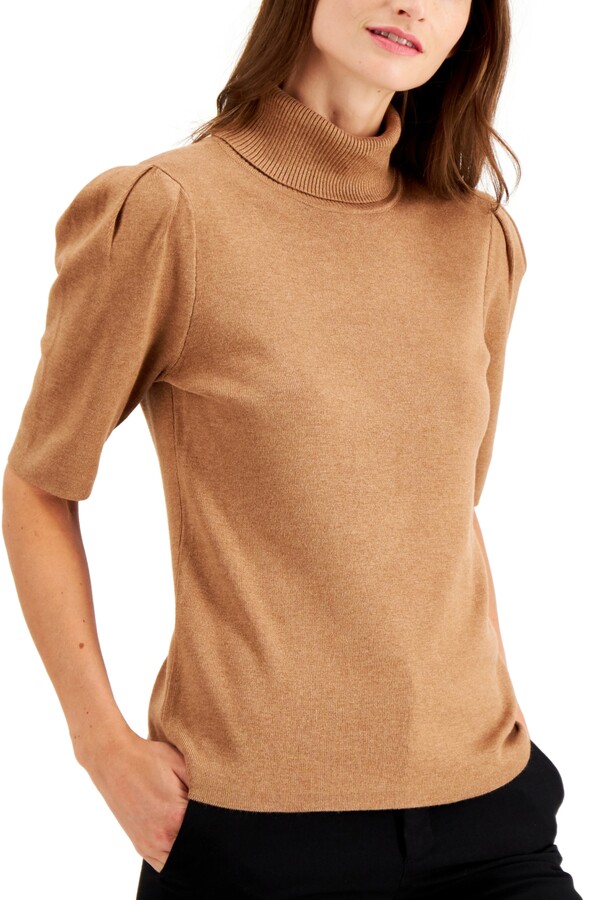 Alfani Brown Espresso Women'sTunic Mock Neck Sweater $89 